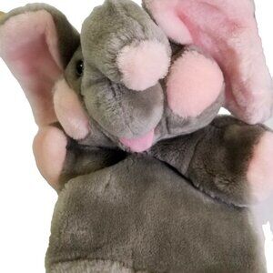 Dakin Puppet Elephant Gray And Pink Plush Toy  Vintage 1985 Hand Puppet 12"